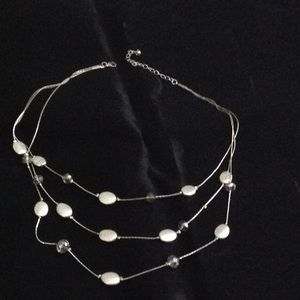 Three tier layered necklace in silver